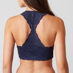 Free People Galloon Lace Racerback Bralette Navy Size S